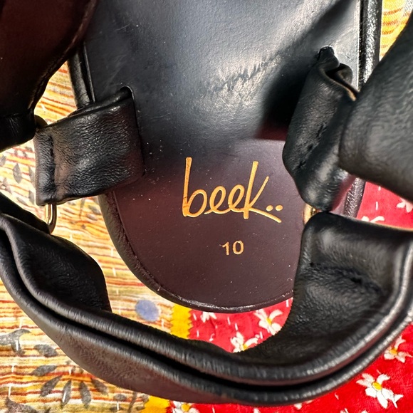 Beek Roo Black Leather Platform Sandal - Size 10 - Picture 5 of 8